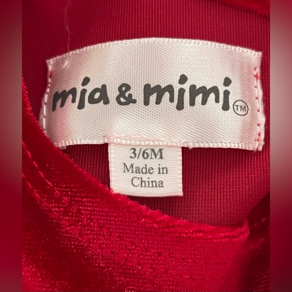 Mia & Mimi Target 3-6m Baby Girl Red Velvet long Sleeve White Skirt Dress - Picture 14 of 16